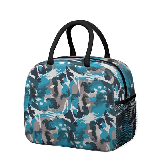 Insulated Lunch Bag for Women, Floral Print Oxford Fabric Lunch Box, Leakproof Thermal Cooler Tote for Work, School & Picnic, Camo, Camouflage Print