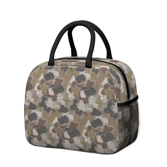 Insulated Lunch Bag for Women, Floral Print Oxford Fabric Lunch Box, Leakproof Thermal Cooler Tote for Work, School & Picnic, Camo, Camouflage Print