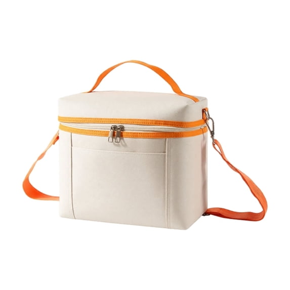Insulated Lunch Bag for Women Men | Lunch Bag with Shoulder Strap | Reusable Beige Lunch Box for Work School Picnic