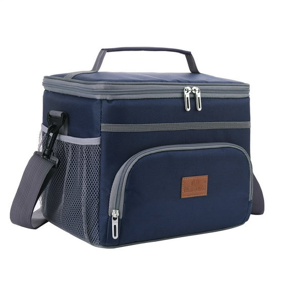 Insulated Lunch Bag for Women/Men - Reusable Lunch Box for Office Picnic Hiking Beach, Thermal Lunch Bag Blue/Grey 15 SizeLiters