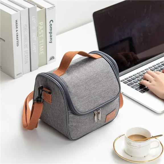 Insulated Lunch Bag for Women Men Thickened Aluminum Foil Thermal Tote for Picnic Work School Outdoor Travel, Gray