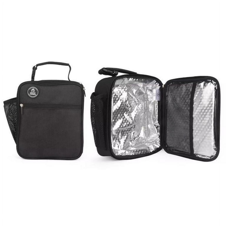 Healthy Packers Insulated Lunch Bag or Multi-Compartment Bento Box w/ Built-in Ice-Pack| Black