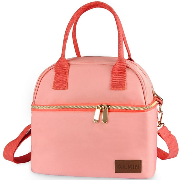 Insulated Lunch Bags for Women Men with Adjustable Shoulder Strap,AILKIN Large Lunch Box Tote Leakproof 8-12Hrs Cooler Reusable Thermal Lunch Bags for Women,Adults,School,Work,Office,Picnic,Pink