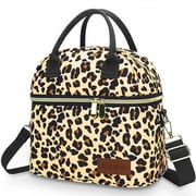 Insulated Lunch Bags for Women Men with Adjustable Shoulder Strap,AILKIN Large Lunch Box Tote Leakproof 8-12Hrs Cooler Reusable Thermal Lunch Bags for Women,Adults,School,Work,Office,Picnic,Leopard