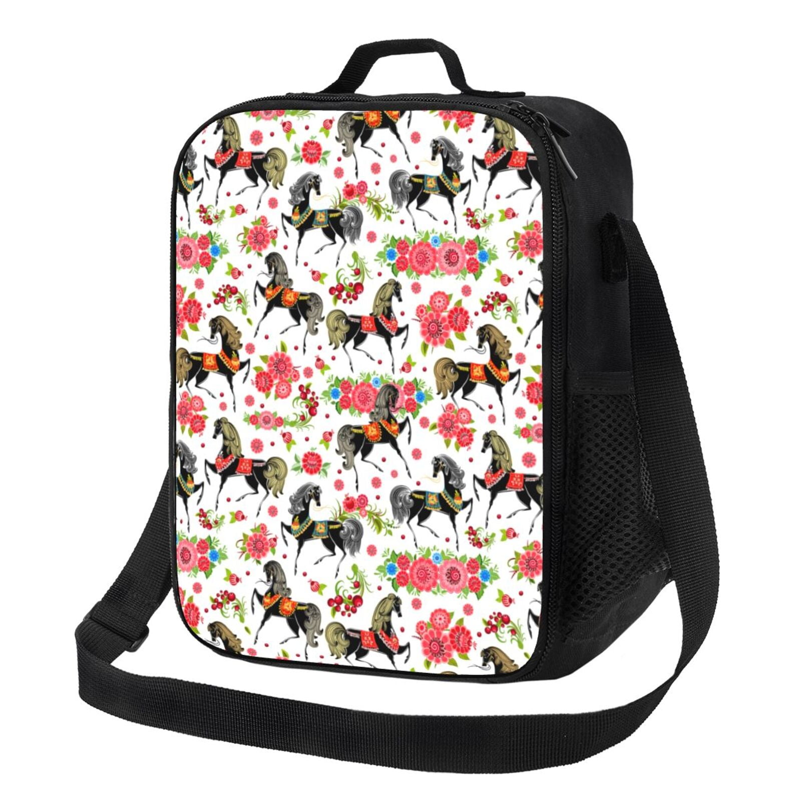 ZOUTAIRONG Horse Backpack Set For Kids - 17 Inch School Bag With Lunch Bag & Pencil Case (Blue Sky Design)