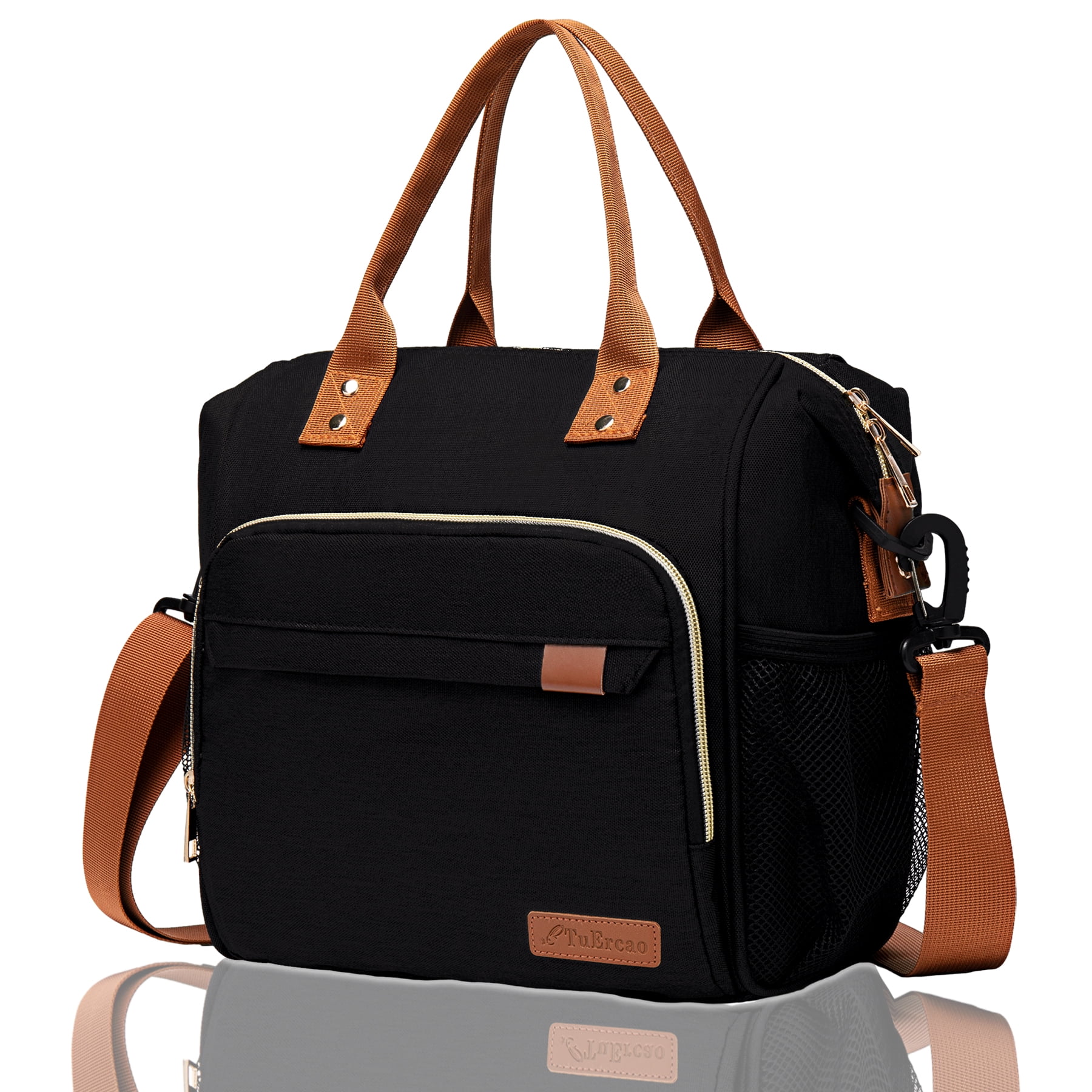 Insulated Lunch Bags for Women Men, Adult Lunch Box for Female Teacher Nurse Mom, Fashion Ladies Lunch Tote Bag for Work, Black