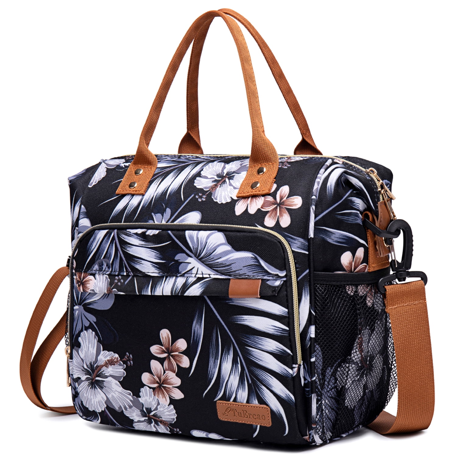 Insulated Lunch Bags for Women Men, Adult Lunch Box for Female Teacher Nurse Mom, Fashion Ladies Lunch Tote Bag for Work, Hibiscus