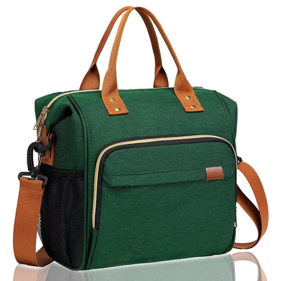 Insulated Lunch Bags for Women Men, Adult Lunch Box for Female Teacher Nurse Mom, Fashion Ladies Lunch Tote Bag for Work Office, Dark Green