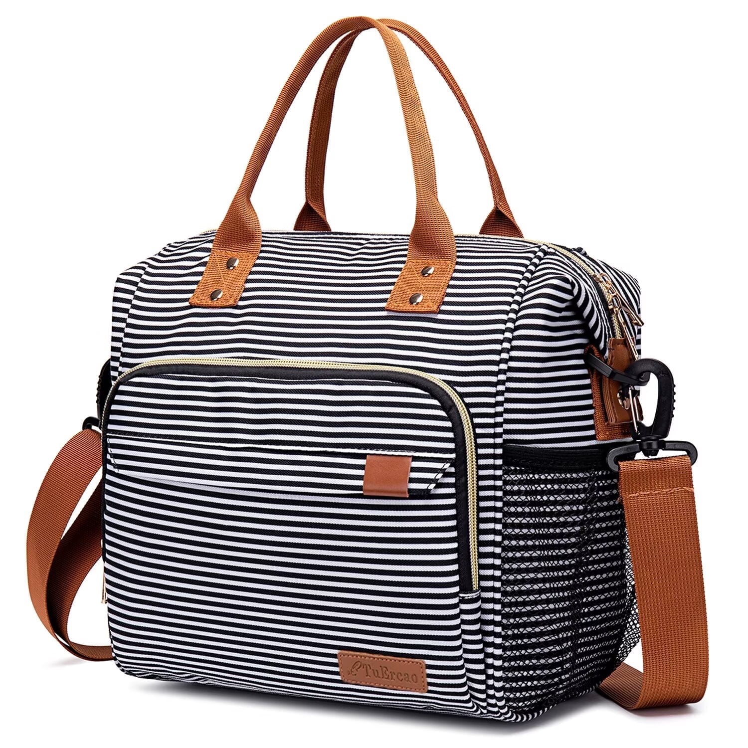 Insulated Lunch Bags for Women Men, Adult Lunch Box for Female Teacher Nurse Mom, Fashion Ladies Lunch Tote Bag for Work, Stripes