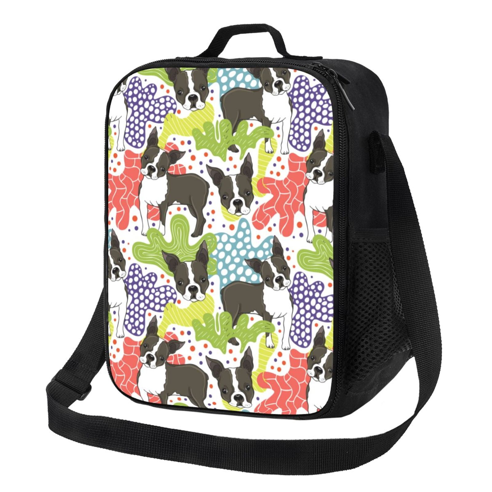 Insulated Lunch Bags for Women Men, Boston terrier dog doodle cute
