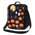Insulated Lunch Bags for Women Men, Halloween Cute Bat Cat Lunch Box