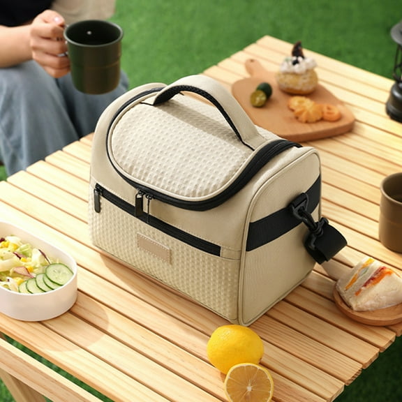 Insulated Lunch Bags with Shoulder Straps, Leakproof Cooler Tote Bag for Work, School, Picnic, Beach, Reusable Food Storage