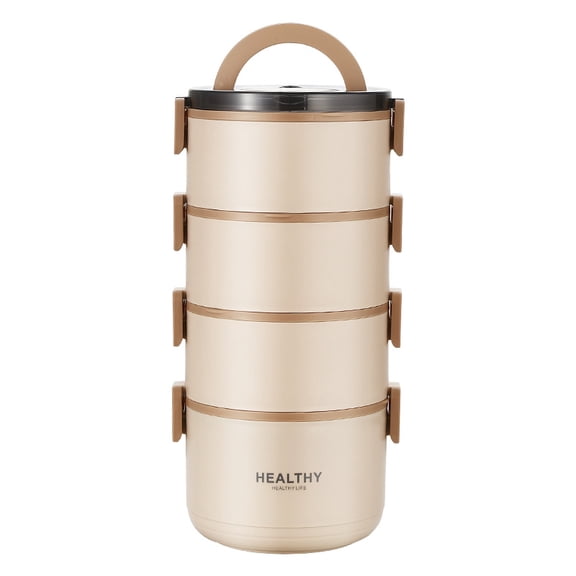 Insulated Lunch Box, 304 Stainless Steel Insulated Lunch Box, 4-Tier 2800ml Large Capacity Divided Lunch Box, Multi-Layer Portable Lunch Container, Office Worker & Student Lunch Box, Khaki