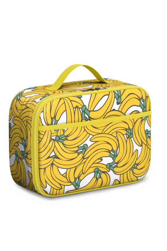 Insulated Lunch Box Bag With Vibrant Banana Pattern, Durable And Washable, Lightweight Food Carry Bag For Preschoolers And Elementary . Cute, Kawaii, Cartoon Banana Lover Design