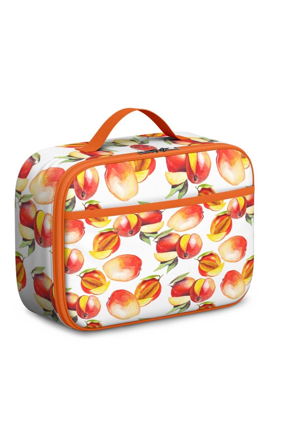 Insulated Lunch Box Bag With Vibrant Peach Pattern, Durable And Washable, Lightweight Food Carry Bag For Preschoolers And Elementary . Modern, Sweet, Cute, Kawaii Peach Lover Design