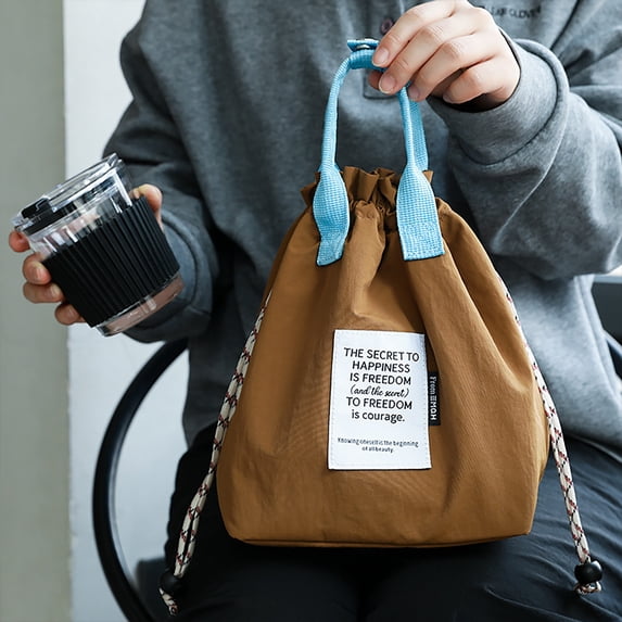 Insulated Lunch Box Bag | Waterproof Leak-Proof Portable Thermal Tote | Large Capacity Food Storage Handbag with Shoulder Strap | 18.5x25.5cm | Office Commuting Picnic
