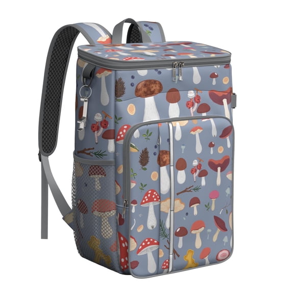 Insulated Lunch Box Cooler Backpack Mushroom Drink Beverage Beer Bag Cooler Leak Proof Travel Camping Lunch Backpack Outdoor Cutlery Backpack for Outdoor Enthusiasts