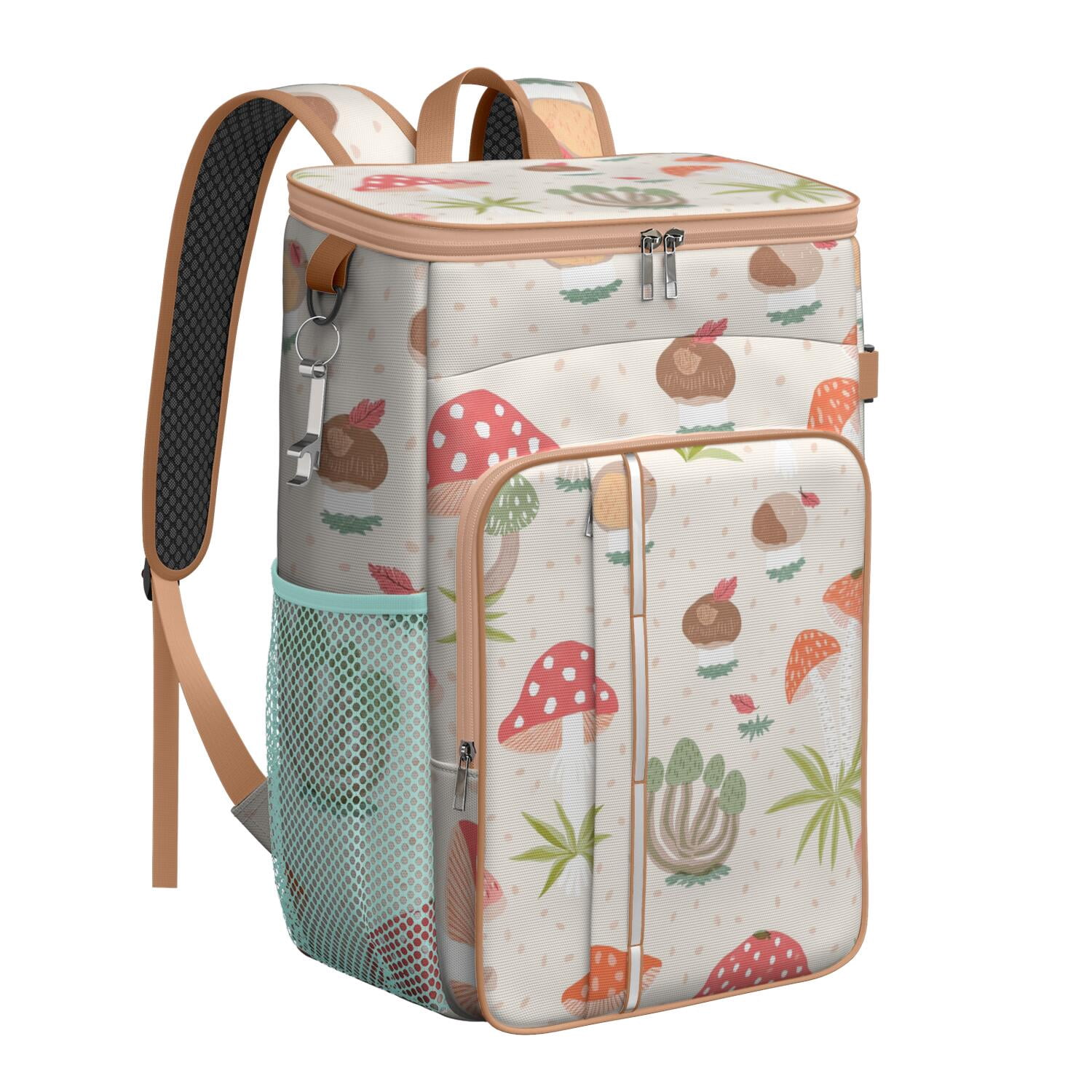 Insulated Lunch Box Cooler Backpack Mushroom Lunch Backpack Leak Proof Travel Camping Lunch Backpack Outdoor Cutlery Backpack for Anglers Family Travelers