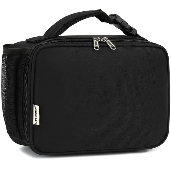 Fammart Insulated Lunch Box for Unisex, Thermal Reusable Durable Freezable Lunch Bags for Kids Boys Girls Men Women - Small Soft Cooler Portable Lunch Tote Kit for Work Picnic Travel, Black