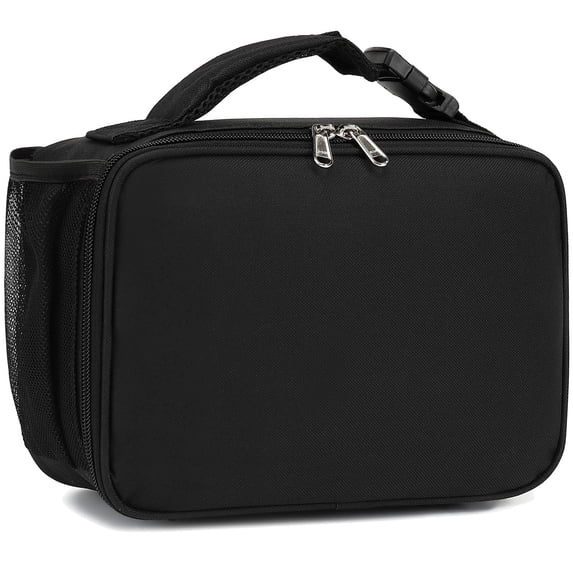 Lunch Box for Kids Boys Girls Men Women, Insulated Lunch Bag with Buckle Handle for School Work Picnic Travel, Reusable Leakproof Lunchbox Cooler, Black