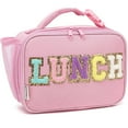 thumbnail image 1 of Lunch Box for Kids Boys Girls Men Women, Insulated Lunch Bag with Buckle Handle for School Work Picnic Travel, Reusable Leakproof Lunchbox Cooler - Chenille Letters, Pink, 1 of 7