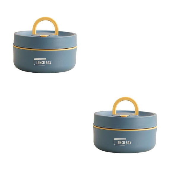 Insulated Lunch Box, Stainless Steel Food Container with Thermal Bag, Leakproof Stackable Bento Box for Work (2Pcs) Navy Blue