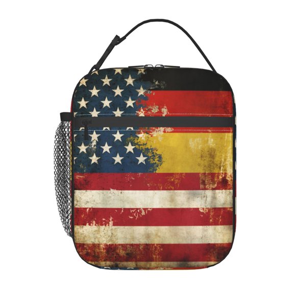 Insulated Lunch Box Vintage German America Flag Reusable Lunch Bag Small Cooler Portable Lunch Tote for Work Picnic Travel
