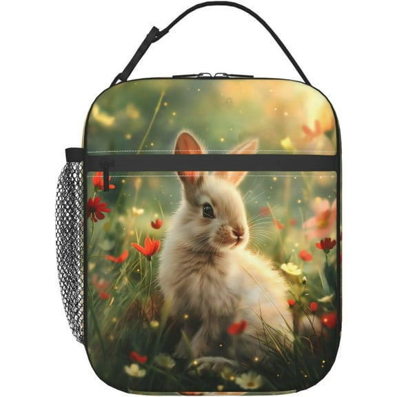 Insulated Lunch Box for Women Men, Cute Bunny Lunch Box Reusable Portable Lunch Bag Cooler Tote Waterproof Lunch Container for Office Picnic Work Travel Hiking