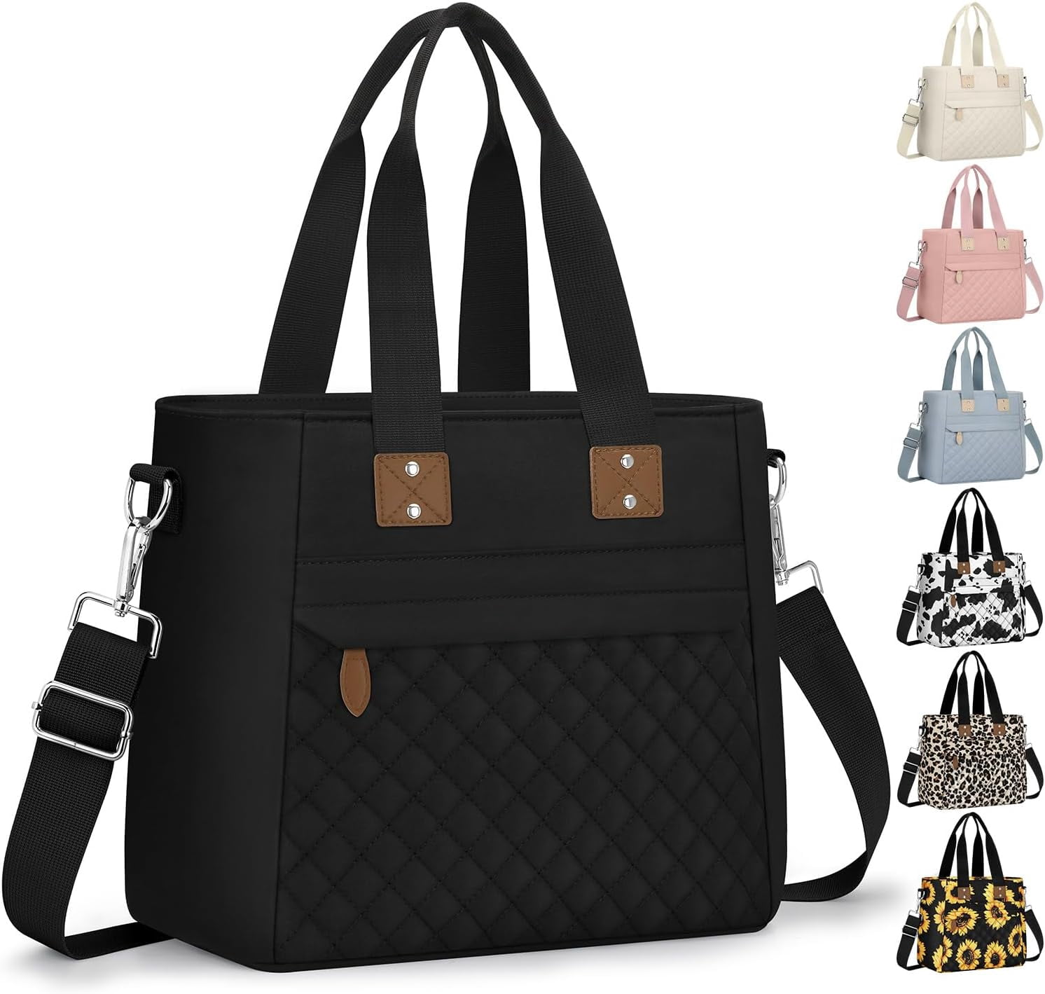 Insulated Lunch Bag With Removable Strap – Large Thermal Tote For Work, Picnic, Travel, Medium Black