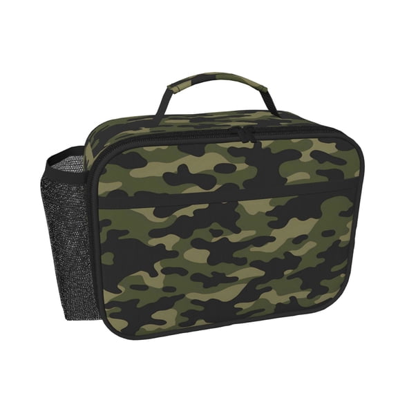 Insulated Lunch Box For Women Men Oxford Cloth Thermal Lunch Bag With Mesh Pocket For Drink Keep Food Warm Cold For Work Office Military Green Camouflage