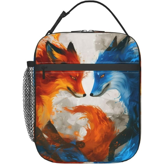 Insulated Lunch Box for Adults Fox Lunch Box for Work,Picnic,Travel,Hiking, Beach or Fishing Polyester Fox 10"Lx 8"Wx4"H