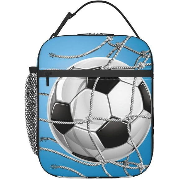 Insulated Lunch Box for Men Soccer Lunch Box for Work,Picnic,,Travel,Hiking,Beach or Fishing Polyester Sport Soccer Theme Lunch Bag