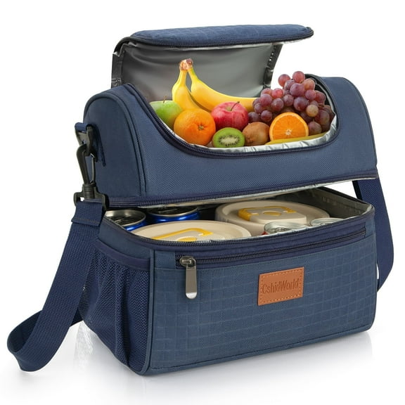 CshidWorld Insulated Lunch Box for Women Men, 18 Qt Dual Layer Leakproof Lunch Cooler Bag with Adjustable Strap & Multiple Pockets - Ideal for Work, Picnic, Travel, Blue