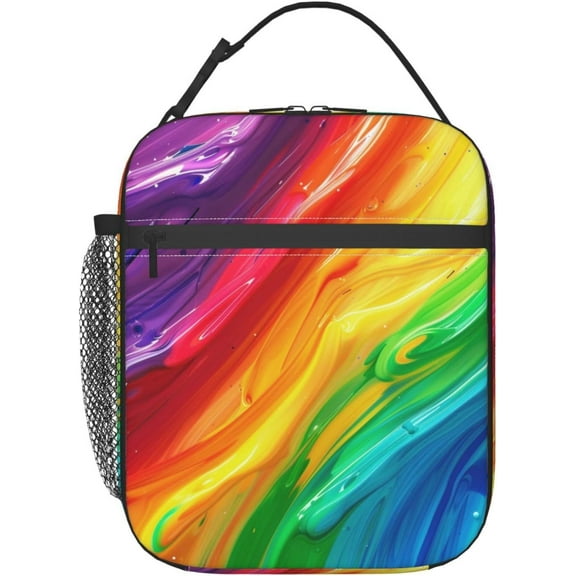 Insulated Lunch Box for Women Rainbow Lunch Bag for Work Picnic Travel Hiking Beach or Fishing Home Birthday Gift Oil Painting Rainbow Lunch Box