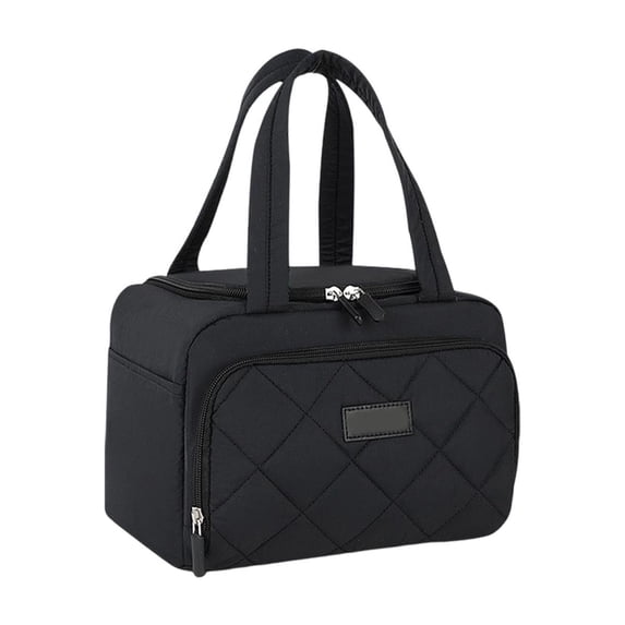 Insulated Lunch Box with Handle, Thickened Portable Nylon Waterproof Cooler Bag, Outdoor Fresh-Keeping Bag for Work, Study, Picnic and Travel (Black)