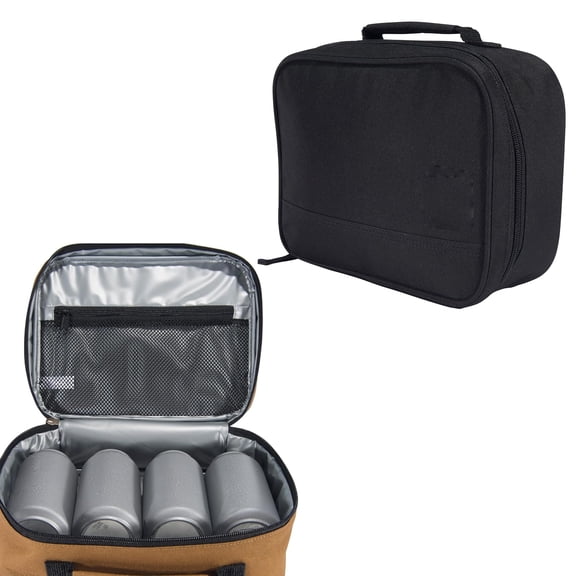Insulated Lunch Cooler for Men Women, Soft-Sided Lunch Bag with Fully Insulated Zippered Compartment, Portable Cooler Pail for Work Picnic Beach Travel, 4 Can Capacity, Durable 600D Polyester, Black