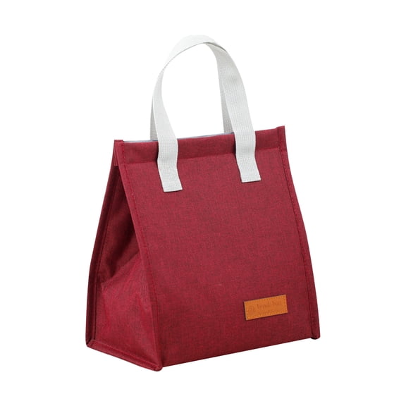 Insulated Lunch Tote, 9X9 In, Reinforced Handles, Thermal Lunch Bag, Internal Insulation, Outdoor Picnic, Deep Red, 1 Pc
