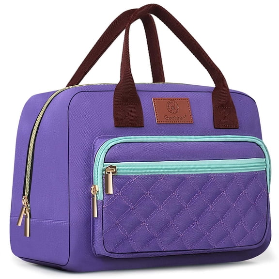 Insulated Lunch Tote for Adults s, Reusable Lunch Box with Zipper Pocket, 14L Capacity for Meals Snacks, Ideal for Commuting Travel Picnic Work, Purple