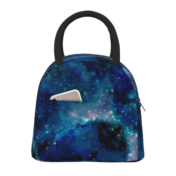 Insulated Lunch Tote Bag Galaxy Nebula Space Lunch Bag for Women Men Black