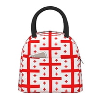 Insulated Lunch Tote Bag Georgian Flag Lunch Bag for Women Men Black