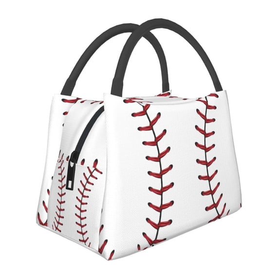 Insulated Lunch Tote Bag White Baseball Lunch Bag For Women Men