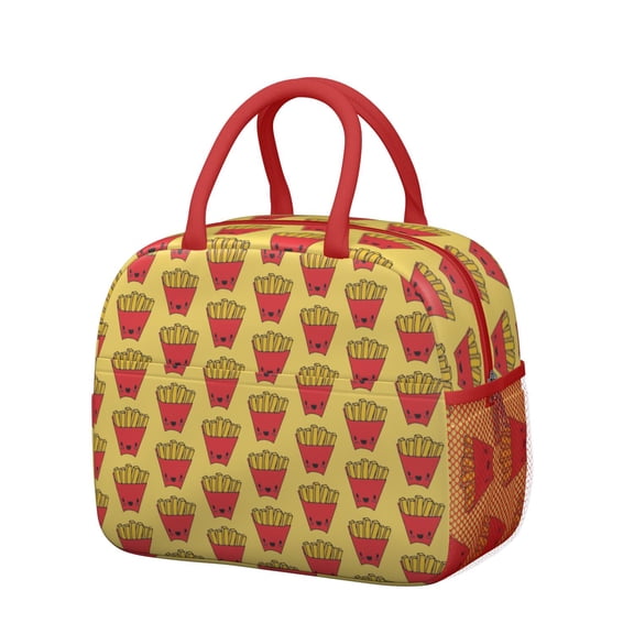 Insulated Lunch Tote for French Fries Lovers - Waterproof & Thermal Reusable Lunch Bag for Office, School, Travel - Cute & Stylish Snack Tote with Spacious Storage - Leakproof & Durable