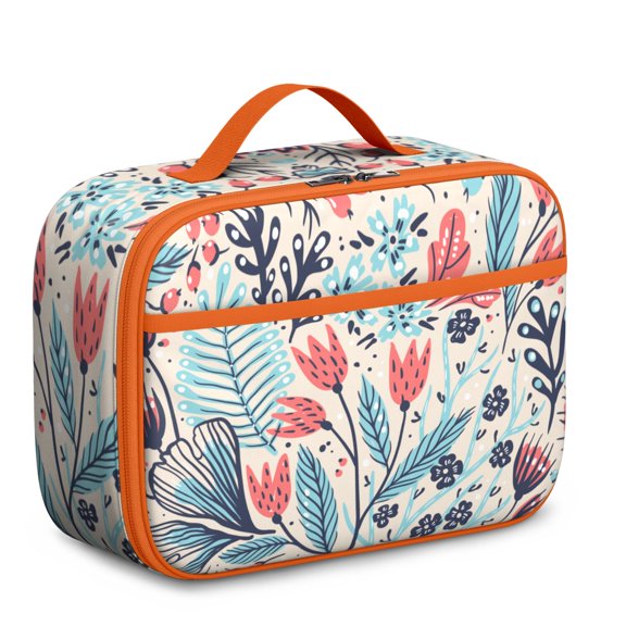 Insulated Lunch Tote With Leafy Palm Inspired Print, Lightweight Durable Lunch Box Bag, Perfect For Hawaiian, Botanical, And Jungle Leaves Lovers
