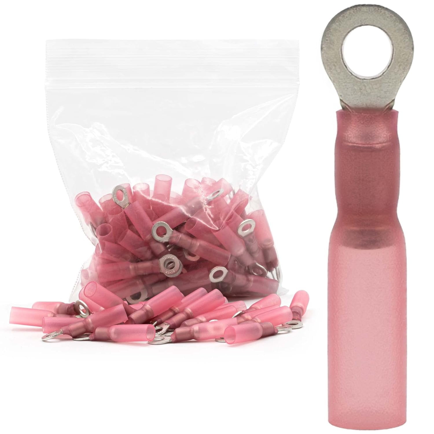 Insulated Marine Grade 8 Ring Crimp Terminals 100pcs Tinned Ring