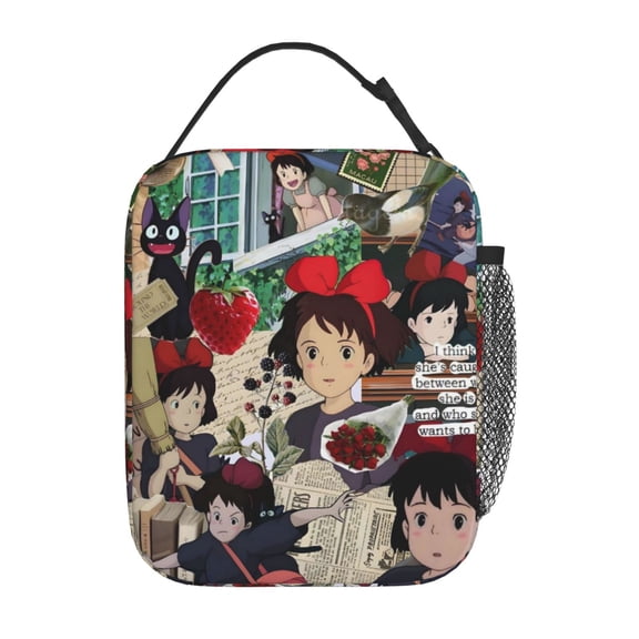 Insulated Meal Box Cooler Tote, Kiki's Delivery Service Lunch Bag with Shoulder Strap for Office Outdoor Picnic