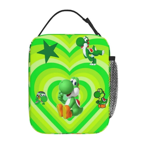 Insulated Meal Box Cooler Tote, Yoshi Mario Lunch Bag with Shoulder Strap for Office Outdoor Picnic