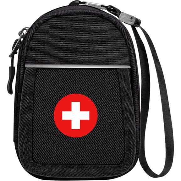 Insulated Medicine Carrying Case Bag - Small Travel Medication Organizer Emergency Medical Pouch Holds Auvi Q, Nasal Spray, Allergy Meds, Asthma Inhaler Case, Black
