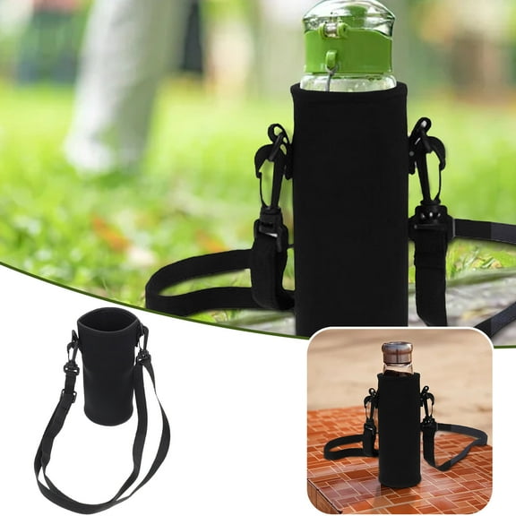 Insulated Neoprene Water Bottle Bag - Adjustable Shoulder Strap Carrier - Leakproof Drink Holder for Gym, Sports, Hiking & Travel