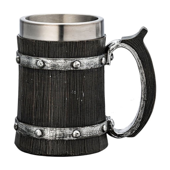 Insulated Nonrust Steel Cup Retro Wood Texture Design Oversized Capacity Resin Reinforced Exteriors For Camping Par