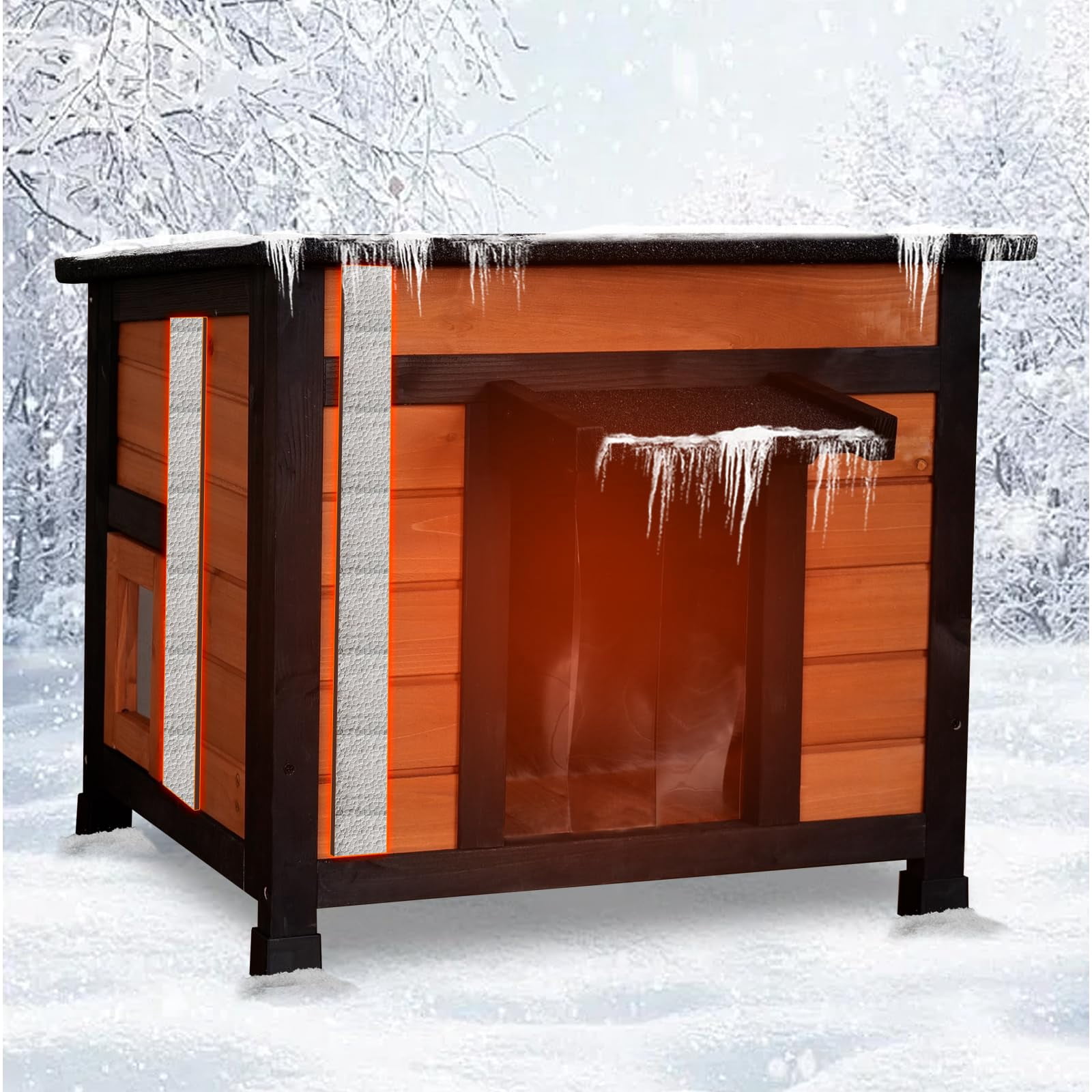 Insulated Outdoor Cat House for Winter, Weatherproof Feral Cat Shelter with Openable Roof, Durable Wooden Enclosure for Indoor Outdoor Use, Brown